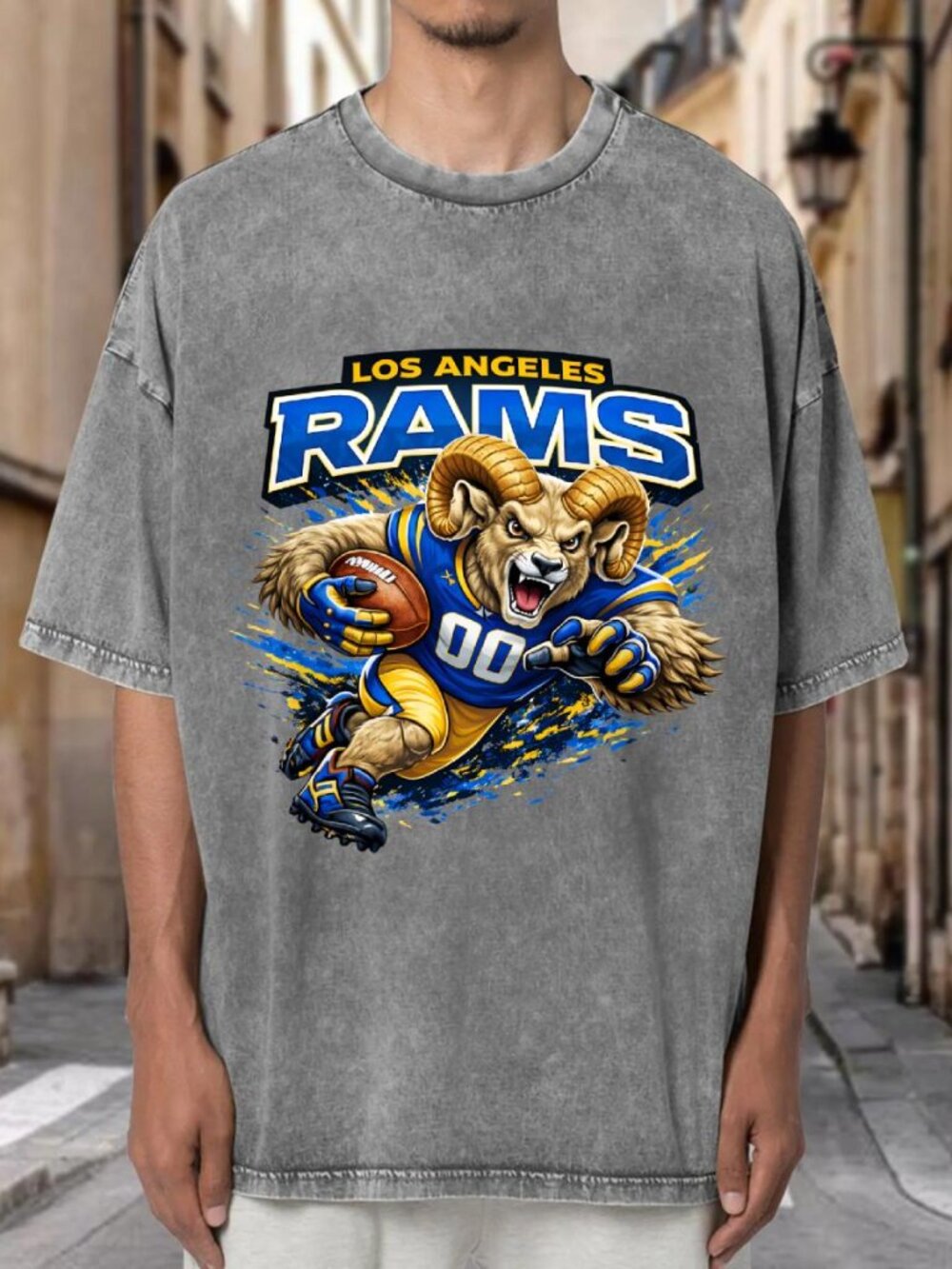 Los Angeles Rams Mascot Football Streetwear T-shirt JIDEPZ5EFA02